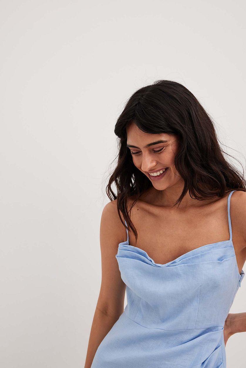 Overlap Waterfall Linen Dress Product Image