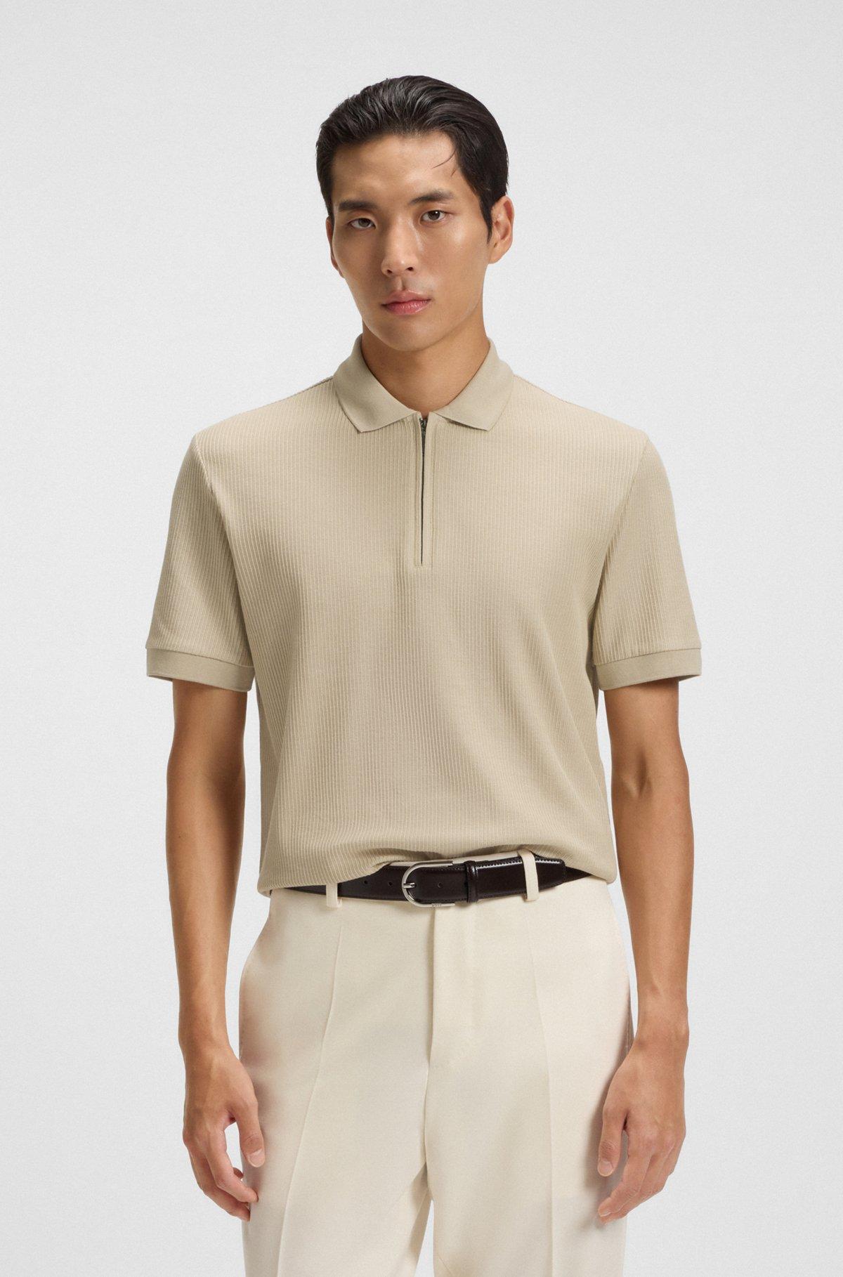 Structured-cotton polo shirt with zip placket Product Image