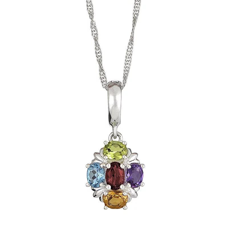 Celebration Gems Sterling Silver Gemstone Pendant, Womens Multicolor Product Image