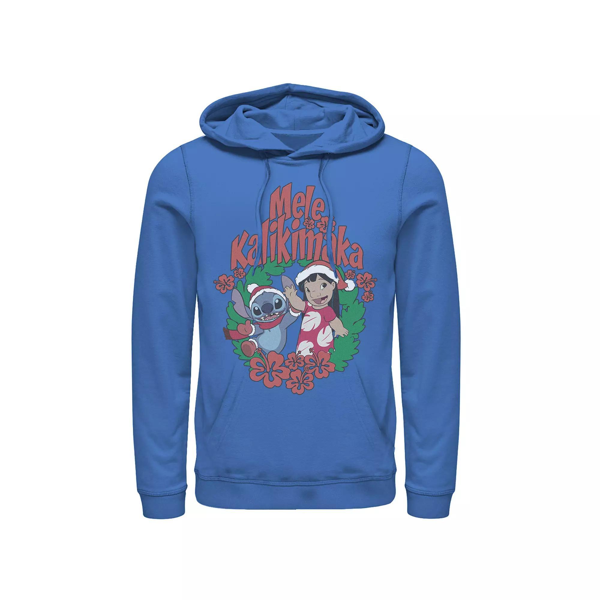 Disney's Lilo & Stitch Christmas Mele Kalikimaka Wreath Men's Hoodie, Size: Medium, Royal Product Image