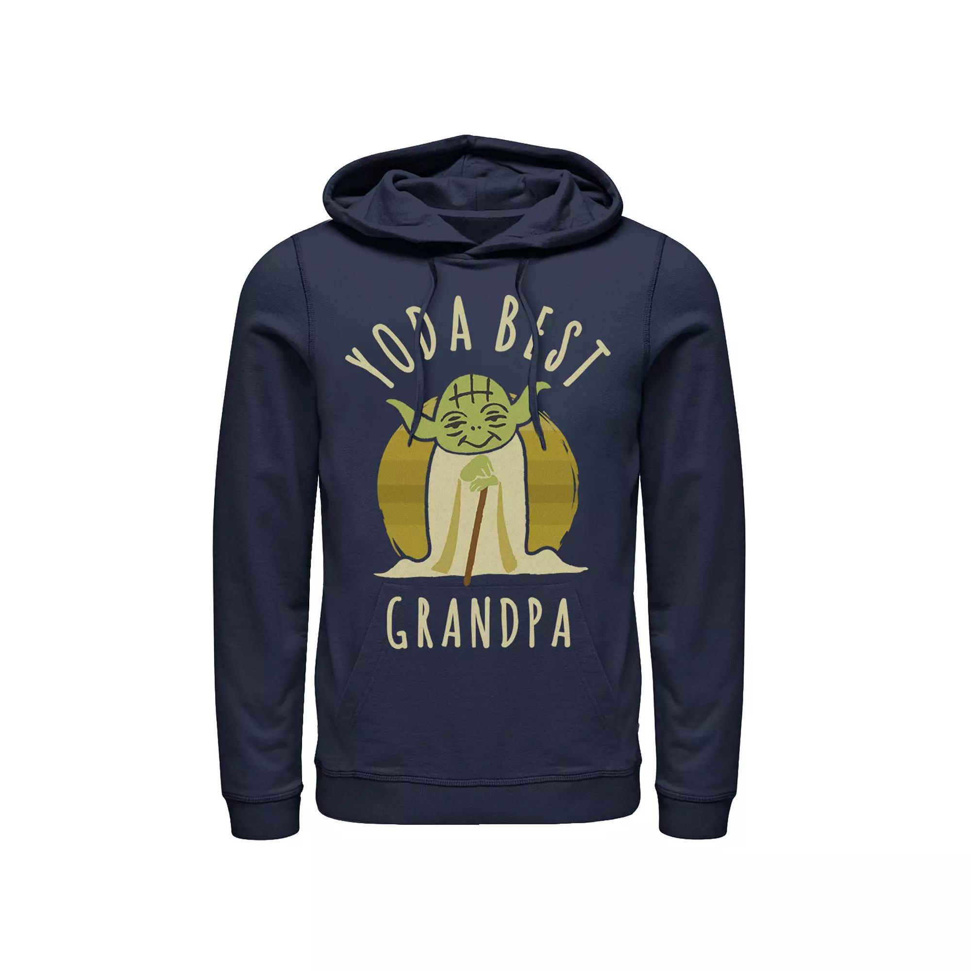 Men's Star Wars Yoda Best Grandpa Cartoon Yoda Hoodie, Size: Small, Black Product Image