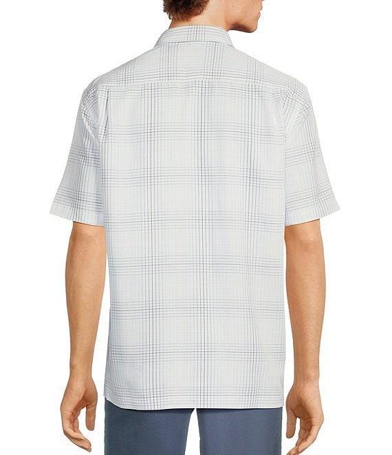 Roundtree & Yorke Short Sleeve Jacquard Plaid Sport Shirt Product Image