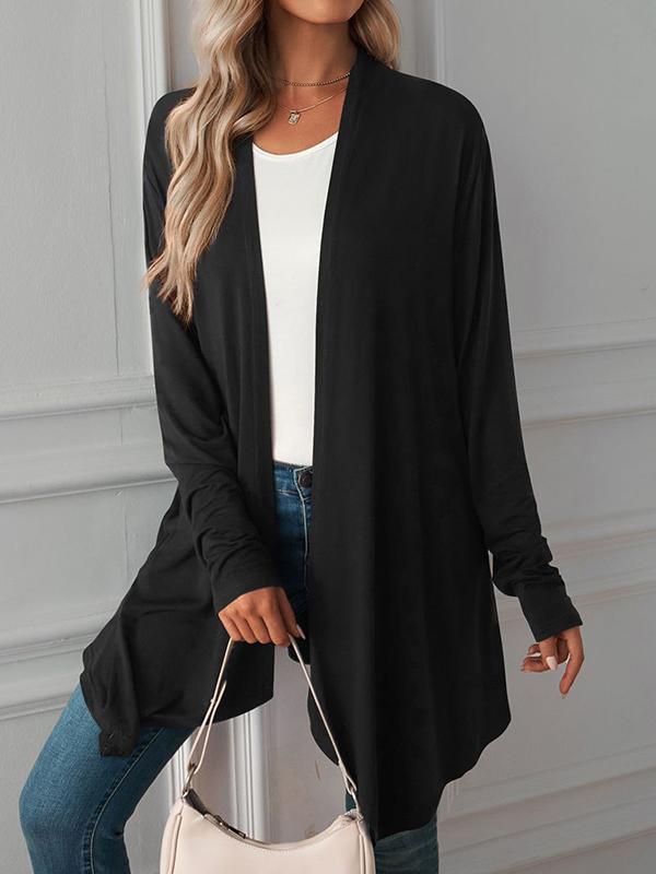 Long Sleeves Loose Solid Color Statement Collar Outerwear Product Image