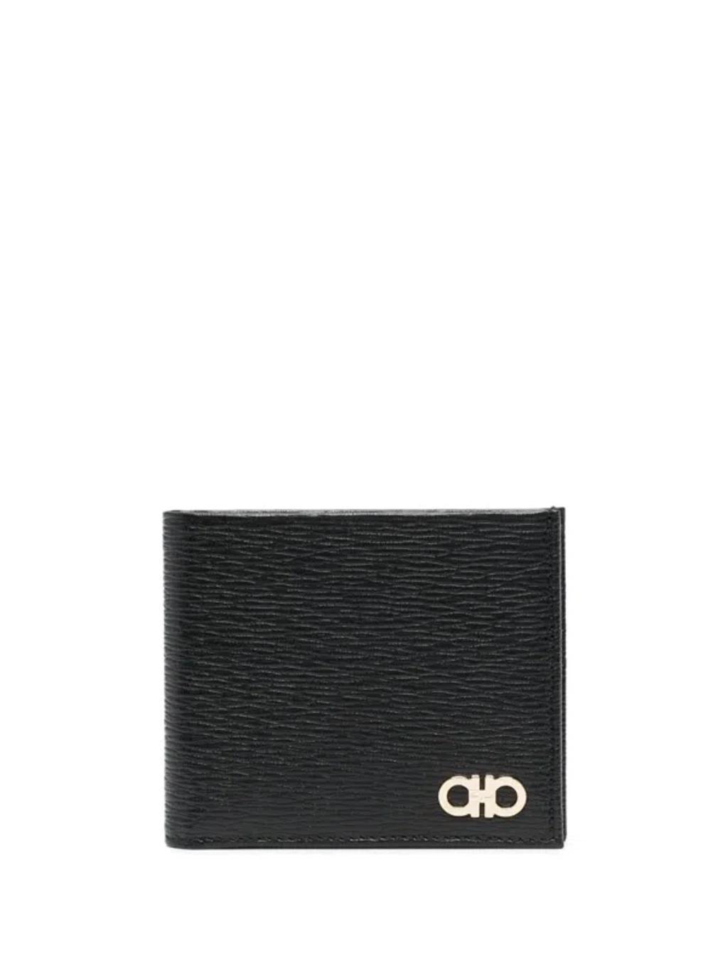 FERRAGAMO Double Gancio Wallet In Black Product Image