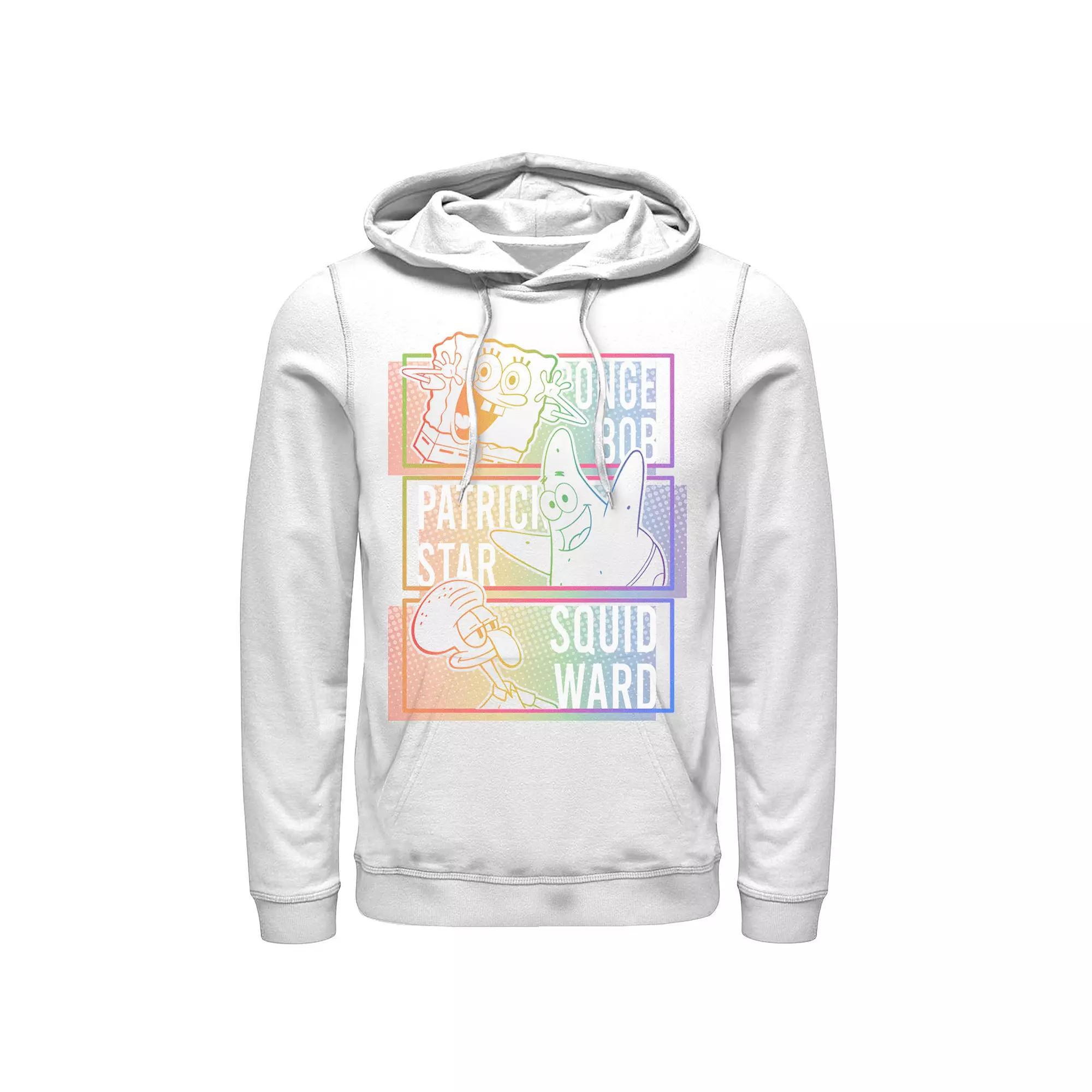 Men's Nickelodeon SpongeBob Patrick Squidward Rainbow Stack Hoodie,  Product Image