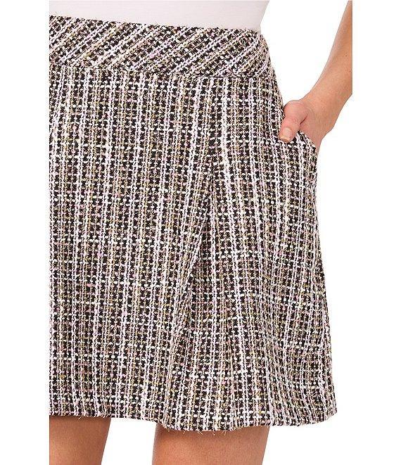 CeCe Tweed Inverted Pleat A-Line Mini Skirt Product Image