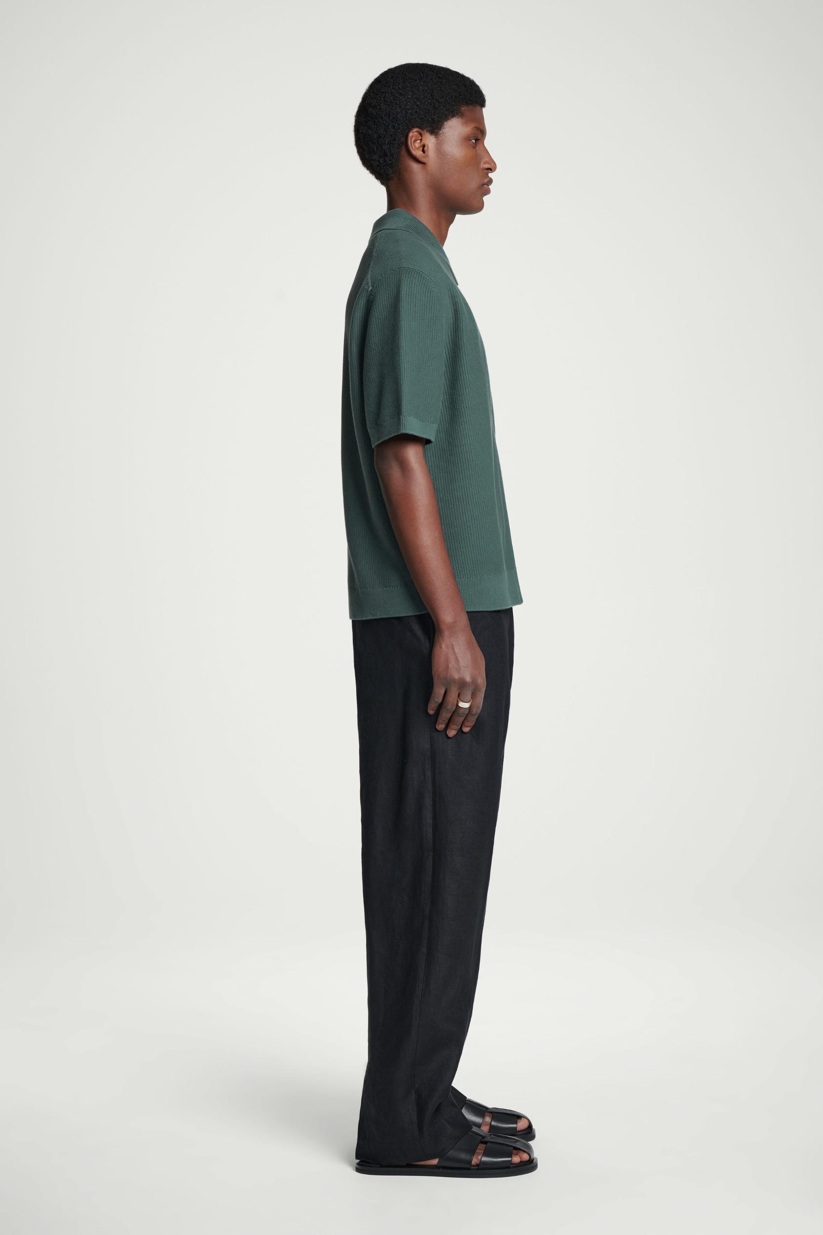 WAFFLE-KNIT COTTON ZIPPED SHIRT Product Image