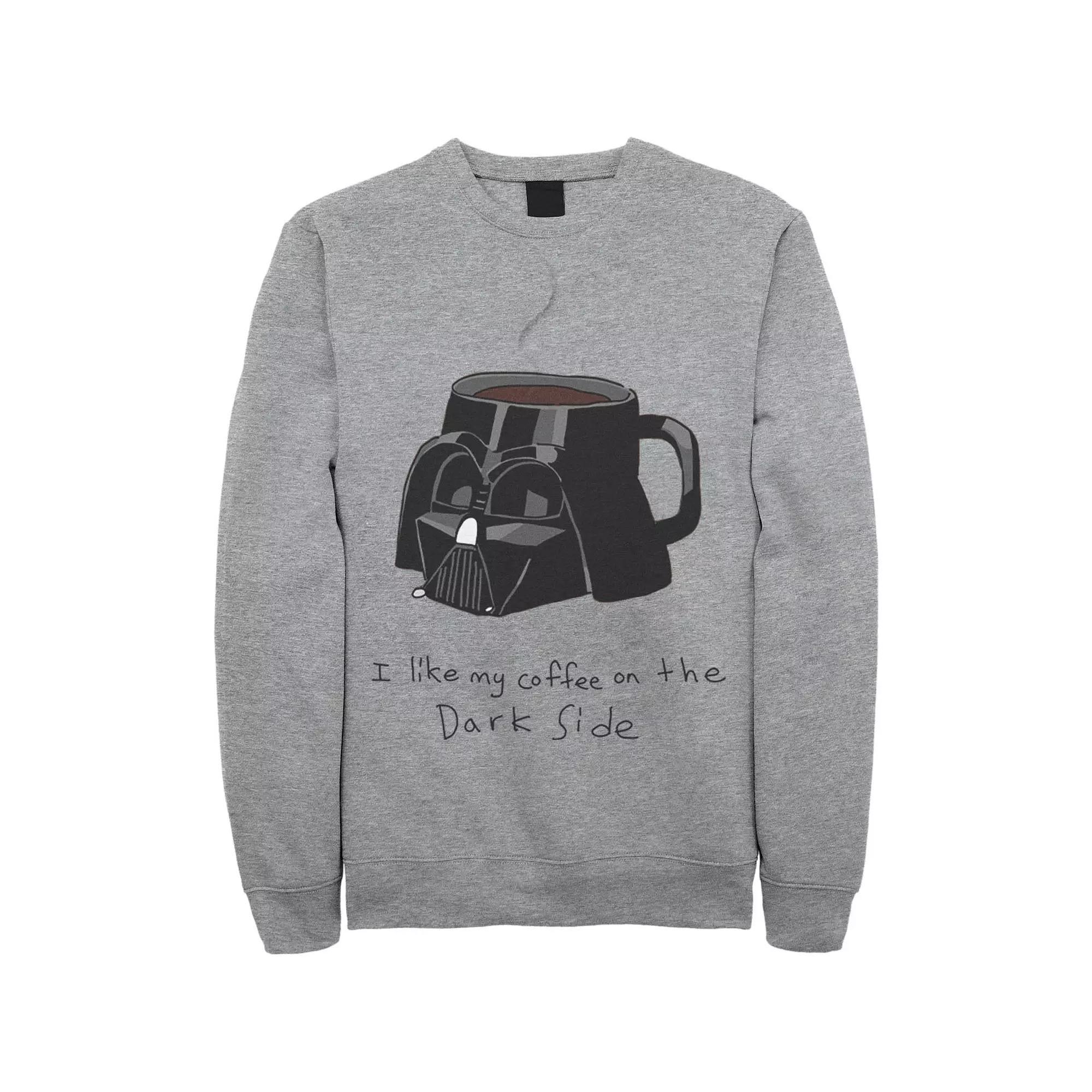 Men's Star Wars Darth Vader Mug I Like My Coffee On The Dark Side Sweatshirt, Size: Large, Athletic Grey Product Image