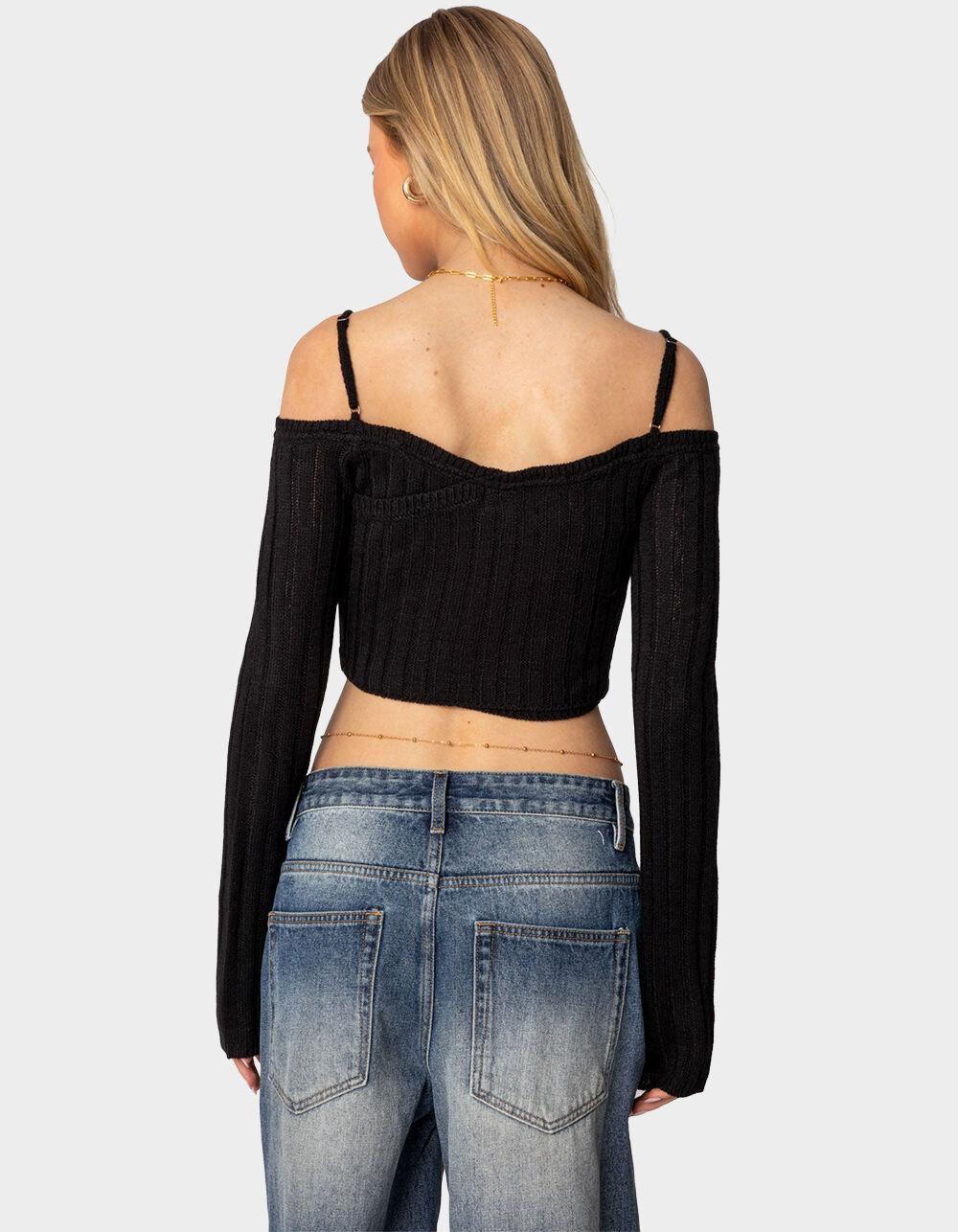 EDIKTED Triangle Hem Off Shoulder Sweater Product Image