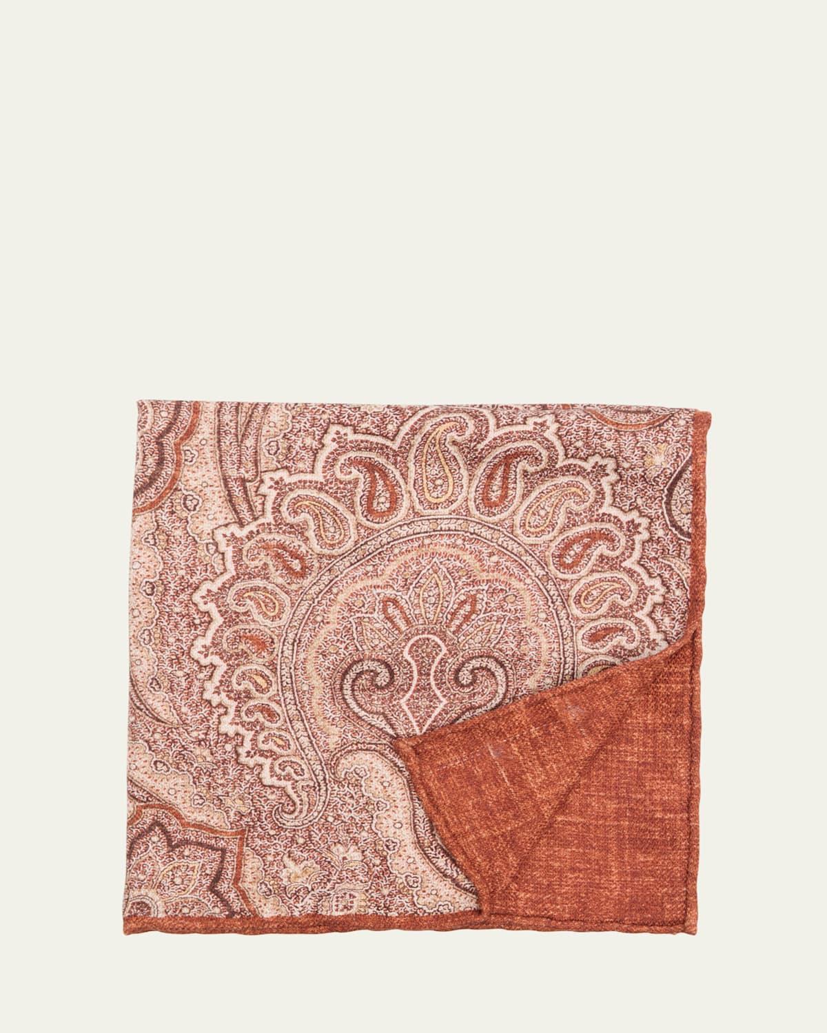 Men's Silk Paisley-Print Pocket Square Product Image