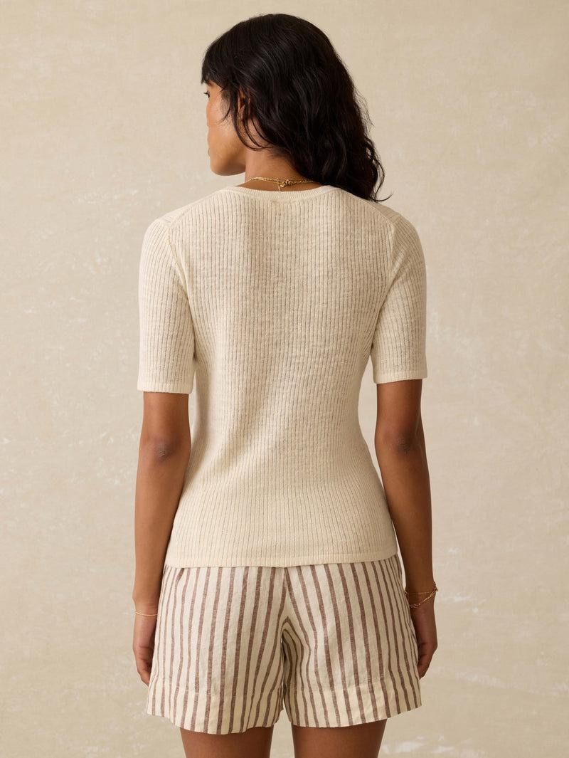 Miramar Linen Mini Rib Tee - Summer Sand Product Image