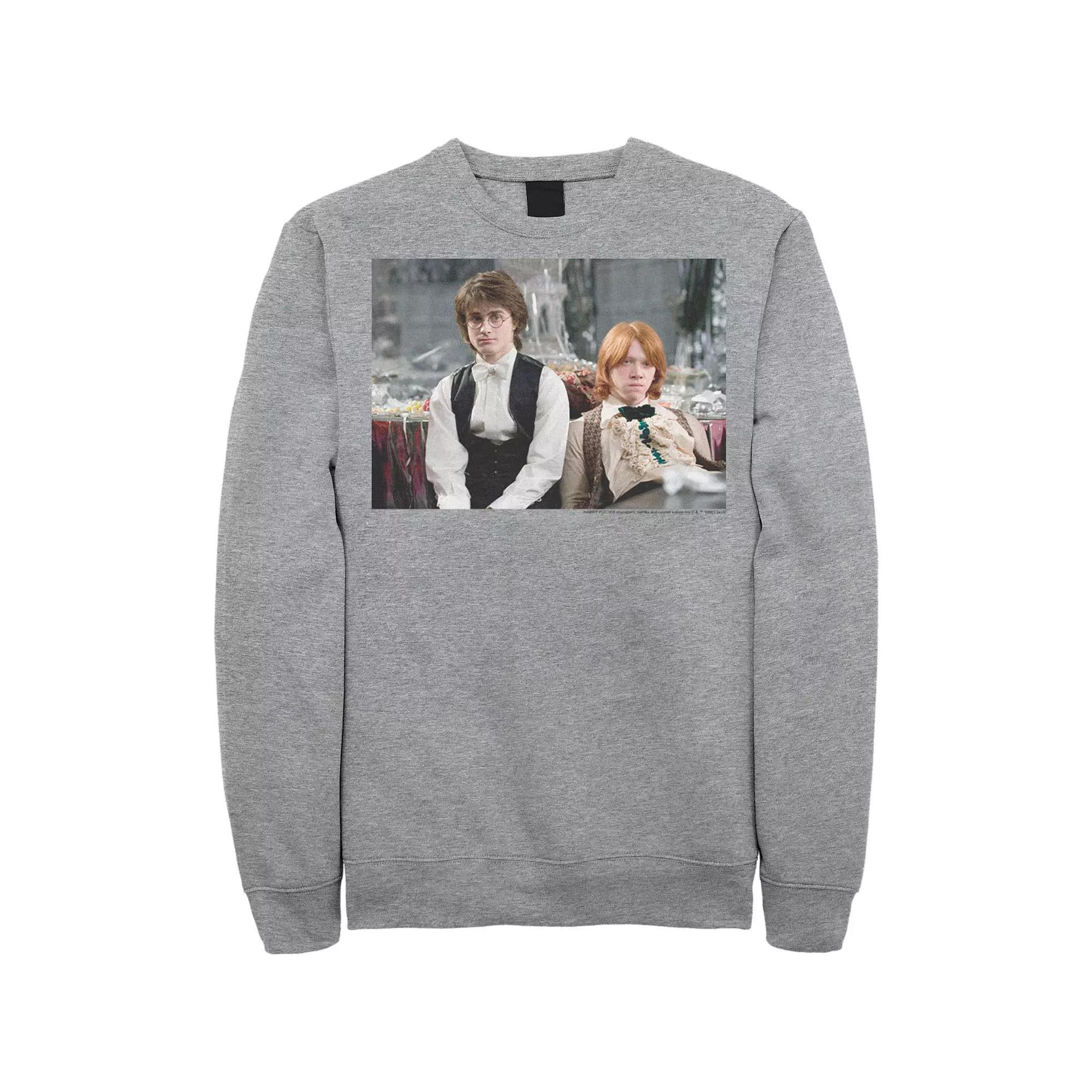 Men's Goblet Of Fire Harry And Ron Photo Real Sweatshirt, Size: Medium, Athletic Grey Product Image