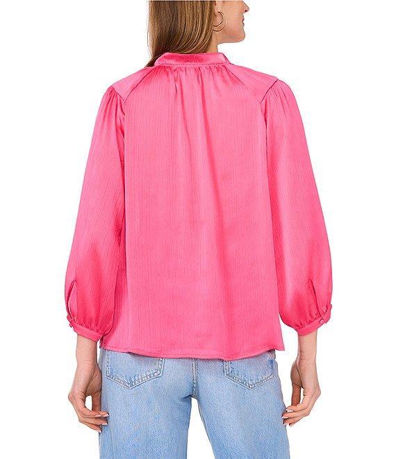Vince Camuto Satin Split Round Neck 3/4 Sleeve Tie Front Blouse Product Image