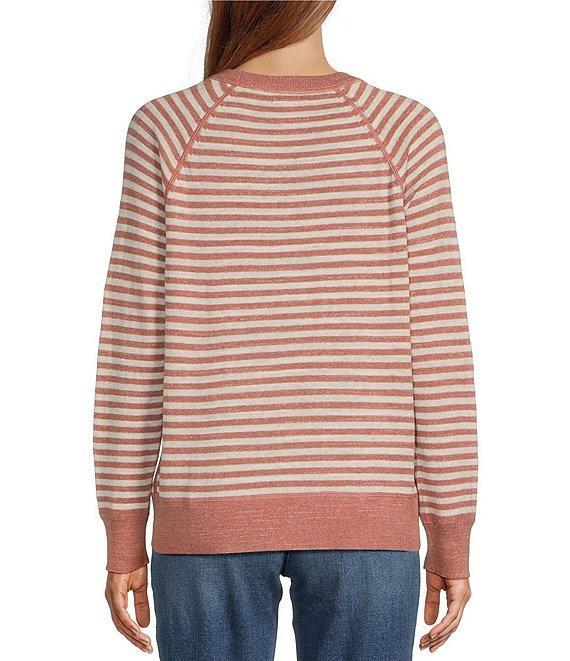 L.L.Bean Organic Cotton Slub Knit Stripe Print Crew Neck Long Sleeve Sweater Product Image