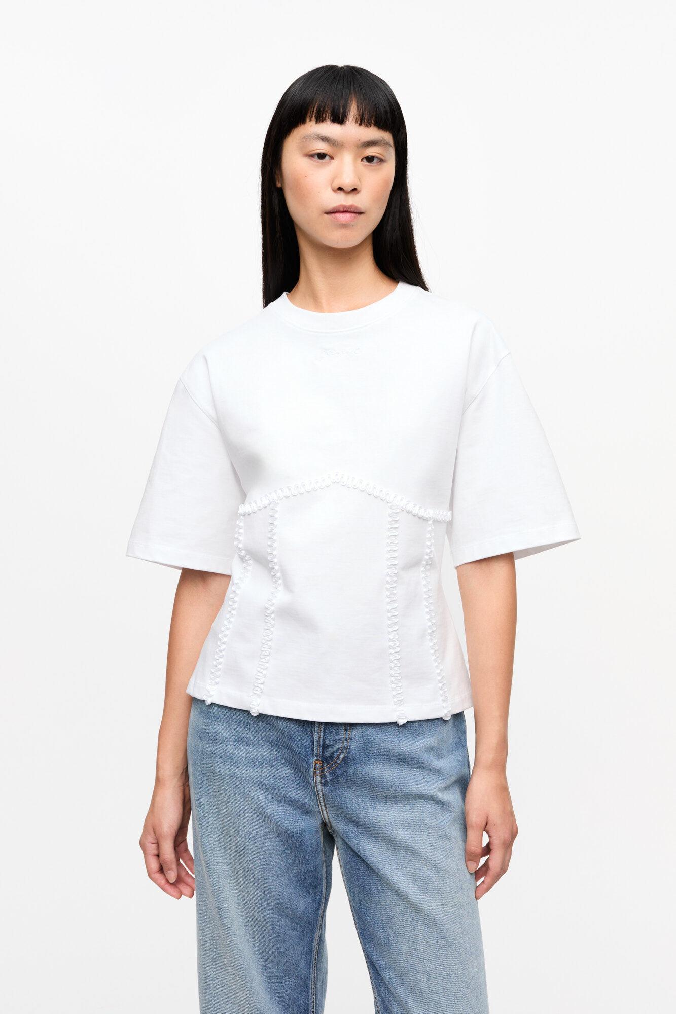 White Cotton Tie Back T-shirt Product Image