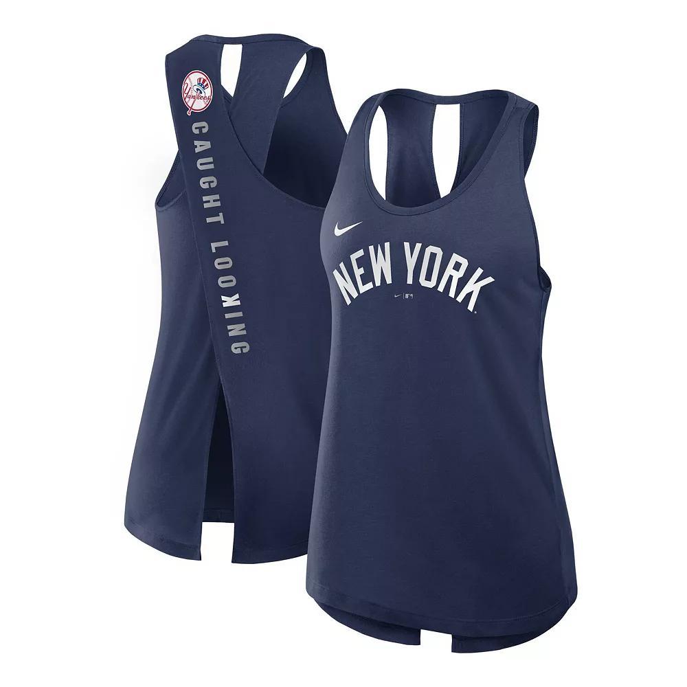 Women's Nike Navy New York Yankees Crisscross Performance Tank Top,  Product Image