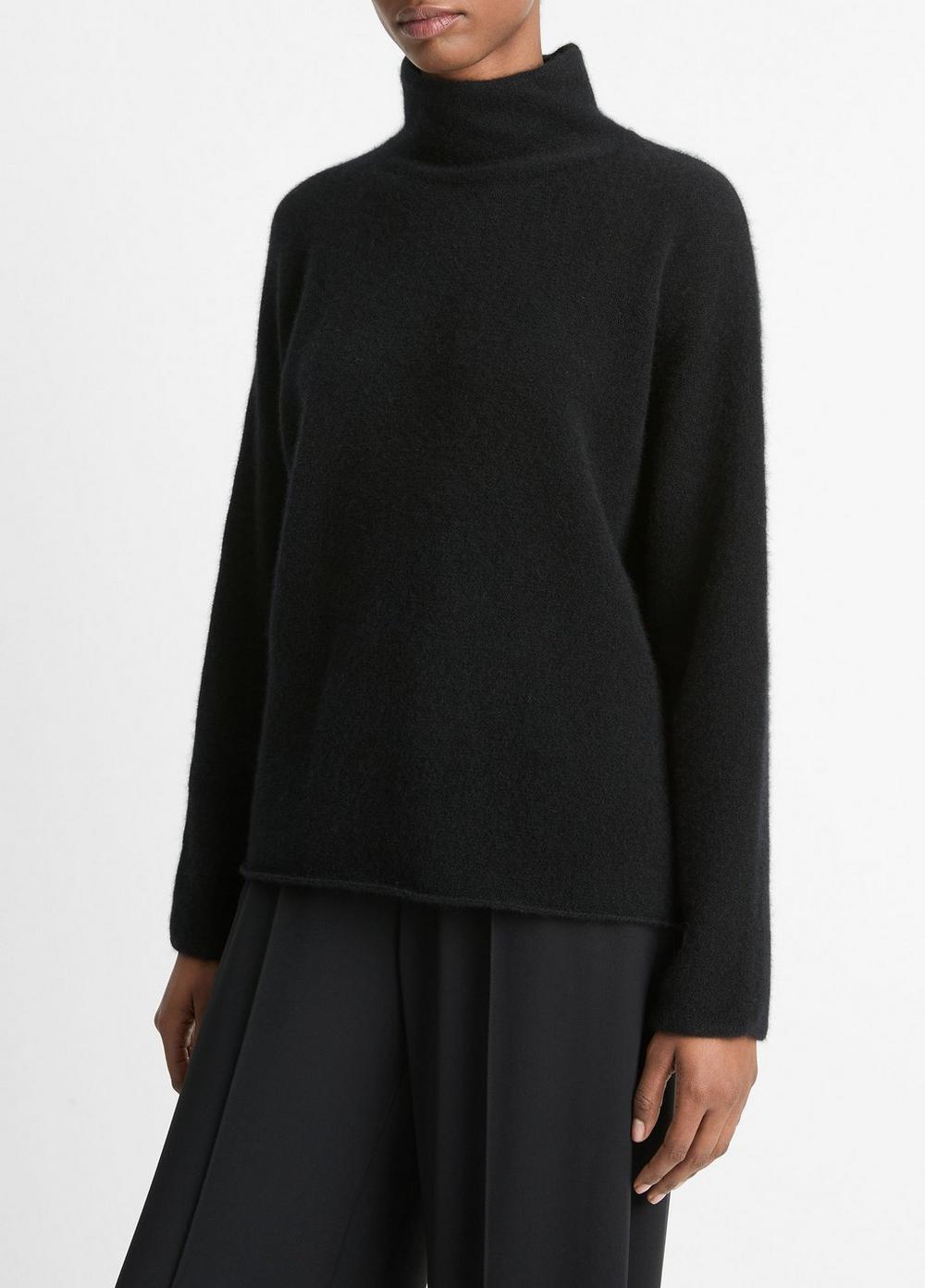 Womens Cashmere Boxy Turtleneck Sweater, Black, Size XS Vince Product Image