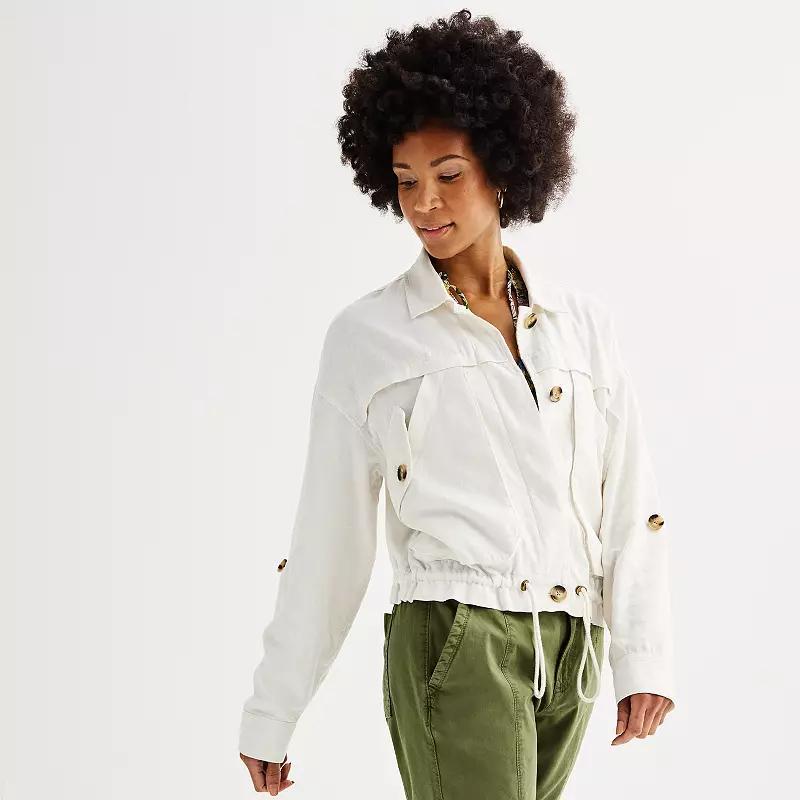 Womens Sonoma Goods For Life Linen-Blend Utility Jacket Product Image