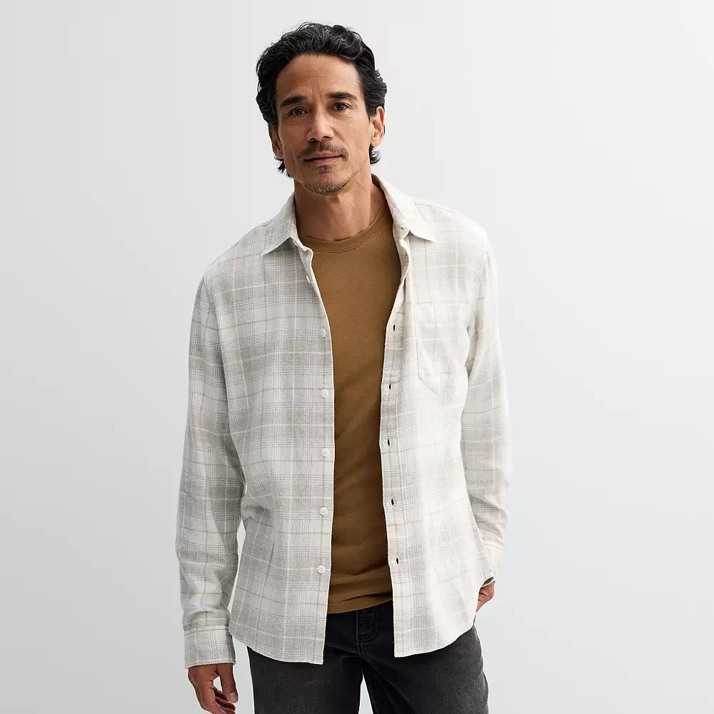 Men's Sonoma Goods For Life® One Pocket Flannel Button-Down Shirt, Size: Small, Red  Buff Chec Product Image