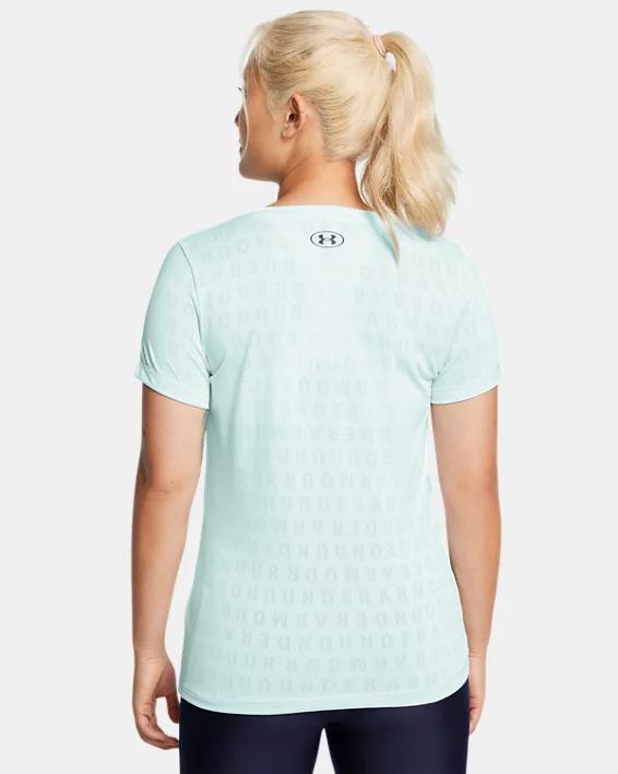 Women's UA Velocity Wordmark Jacquard V-Neck Short Sleeve Product Image