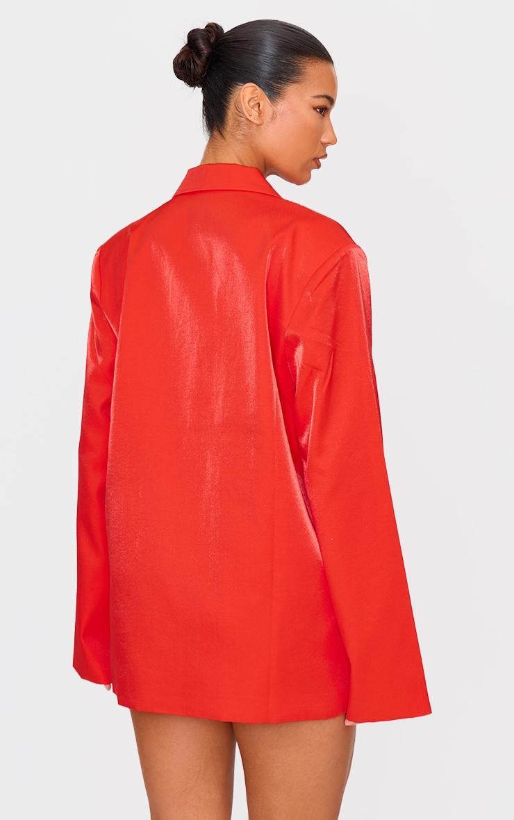 Red Satin Look Oversized Boxy Blazer Product Image