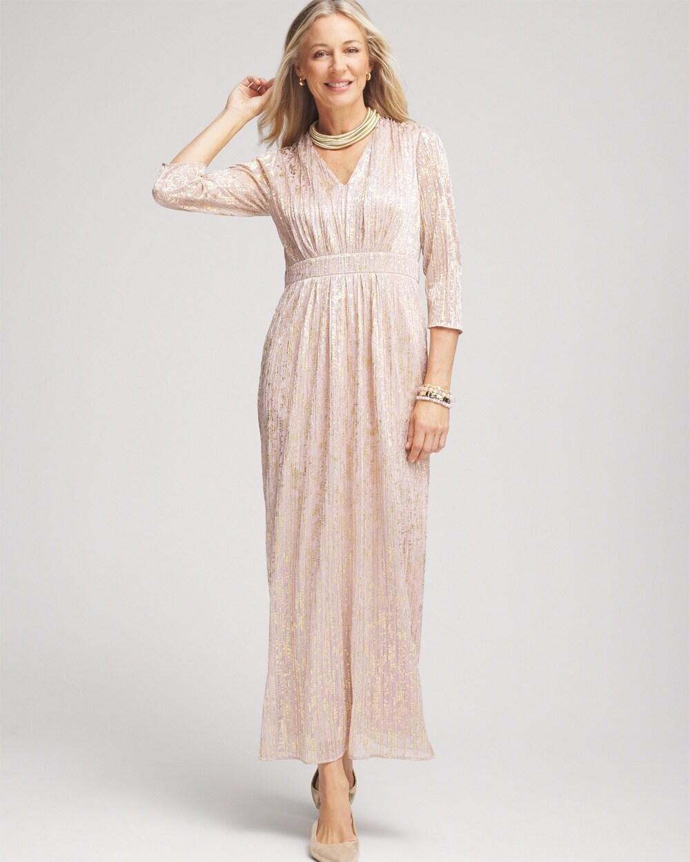 Metallic Pleated Maxi Dress Product Image