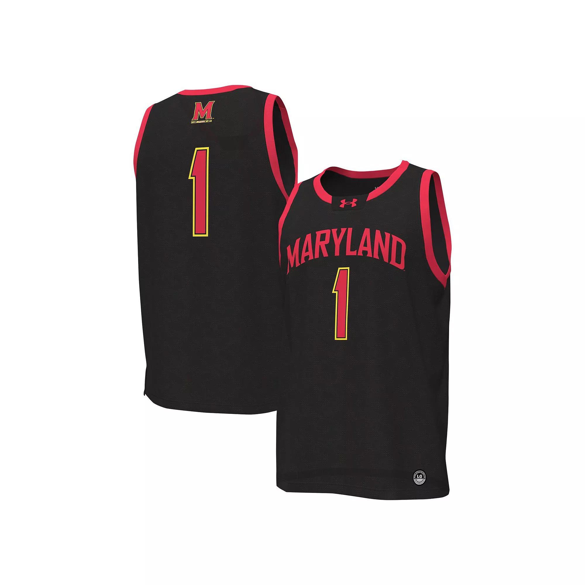 Men's Under Armour #1 Black Maryland Terrapins Replica Basketball Jersey,  Product Image