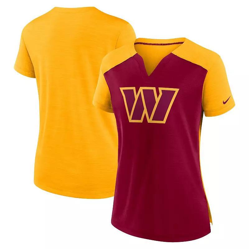 Womens Nike Burgundy/Gold Washington Commanders Impact Exceed Performance Notch Neck T-Shirt Product Image