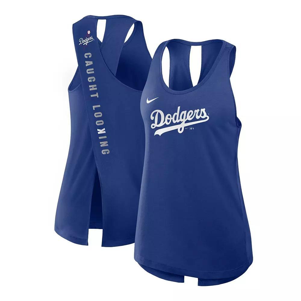 Women's Nike Royal Los Angeles Dodgers Crisscross Performance Tank Top,  Product Image