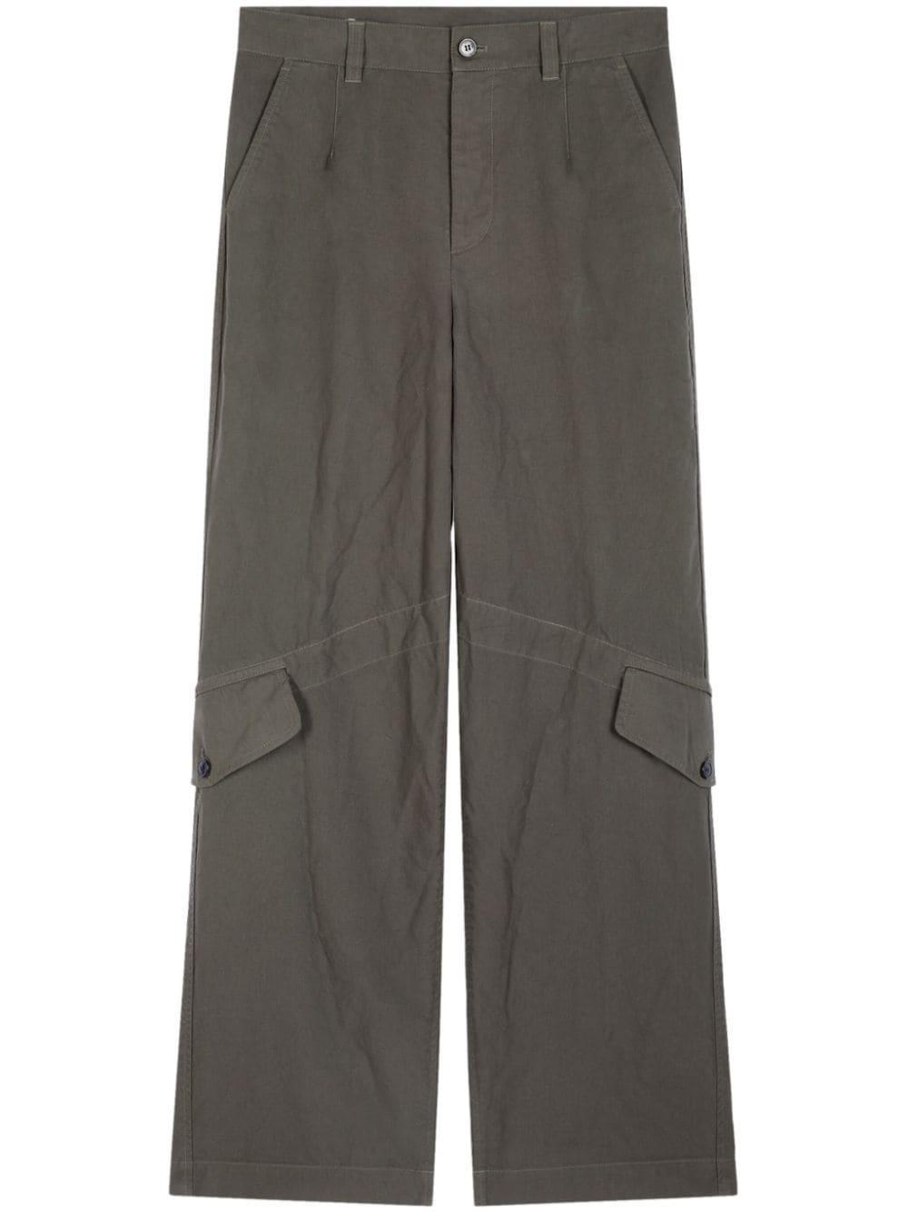 DRIES VAN NOTEN Flap-pockets Cotton Trousers In 802 Grey Product Image