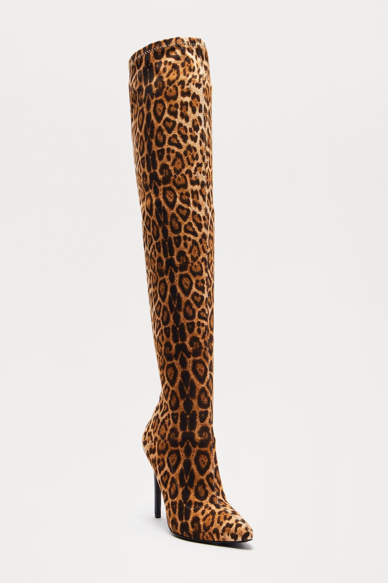 Katya Thigh High Boots - Leopard Product Image