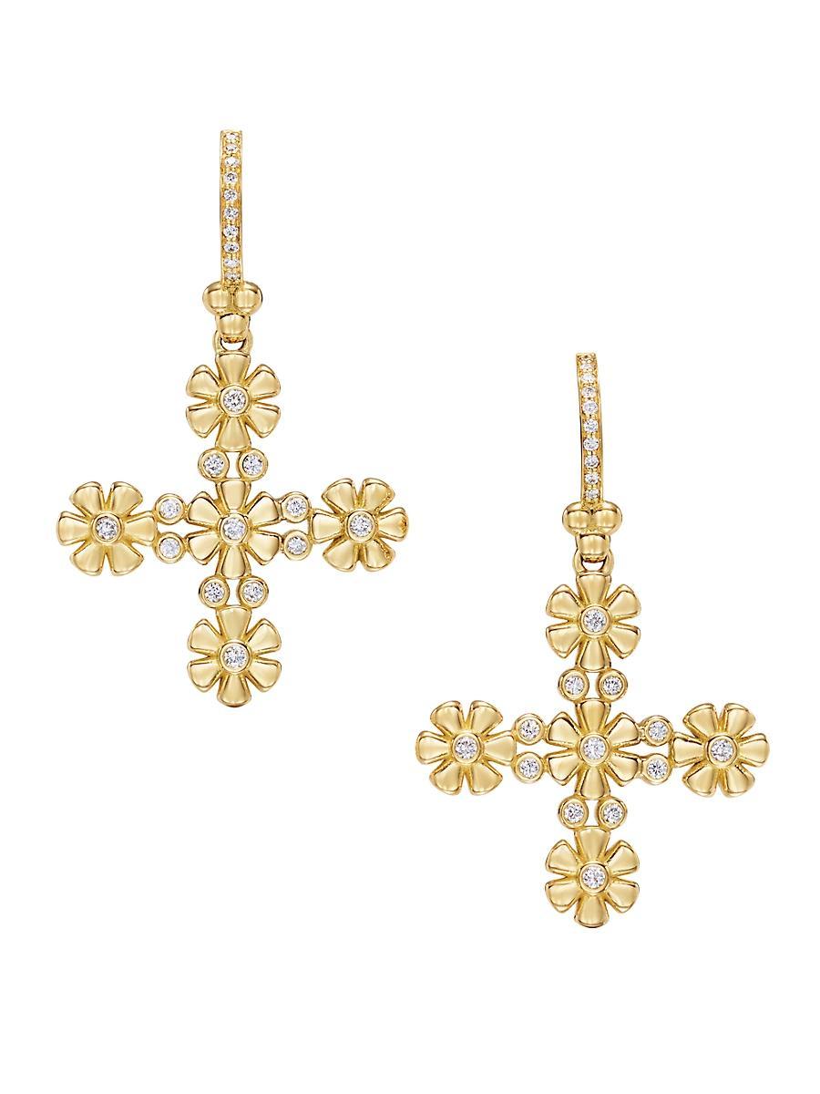 Womens Fiori Cross 18K Yellow Gold & 0.33 TCW Diamond Earrings Product Image