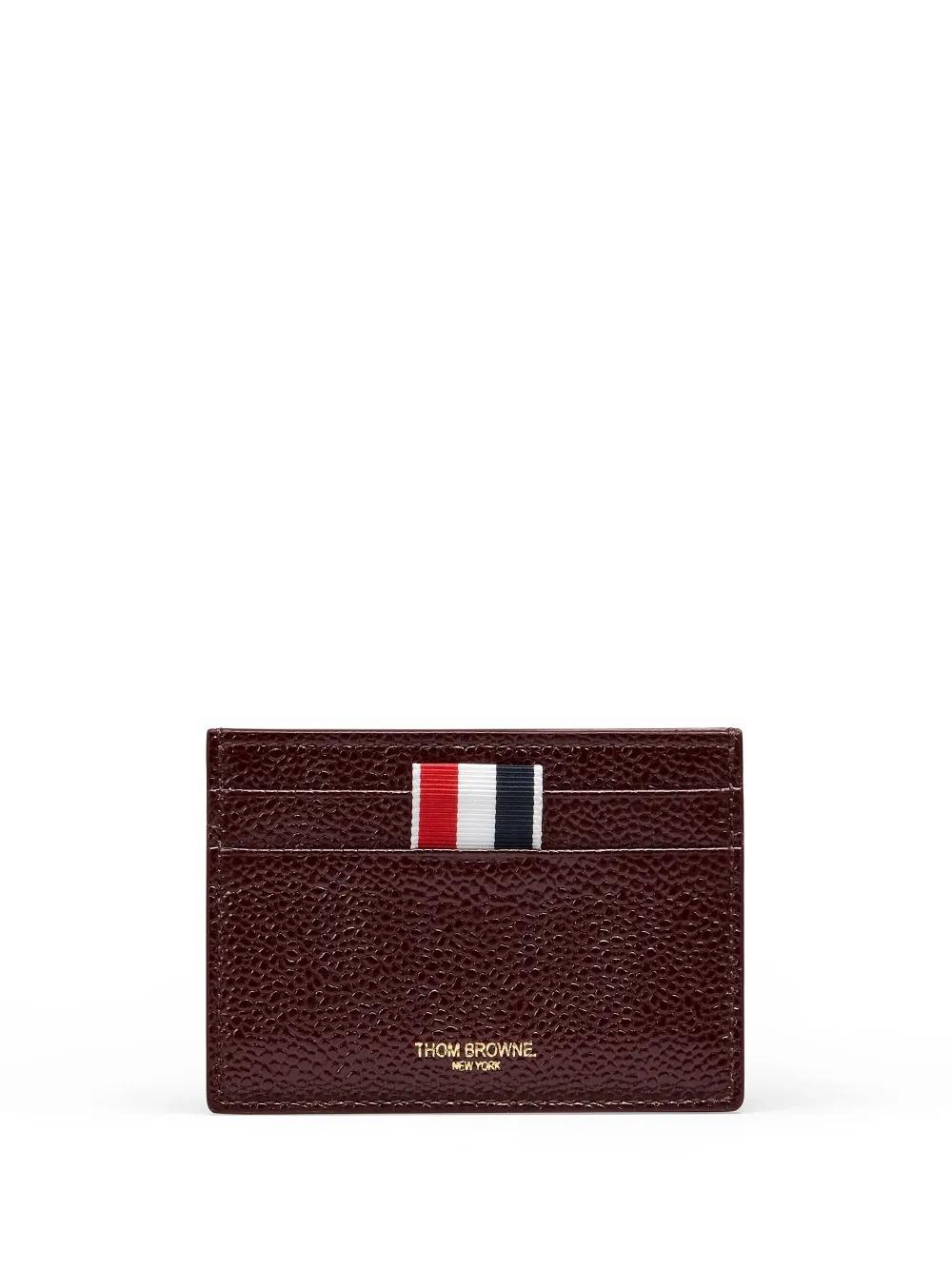 THOM BROWNE Pebble-texture Leather Card Holder In Purple Product Image