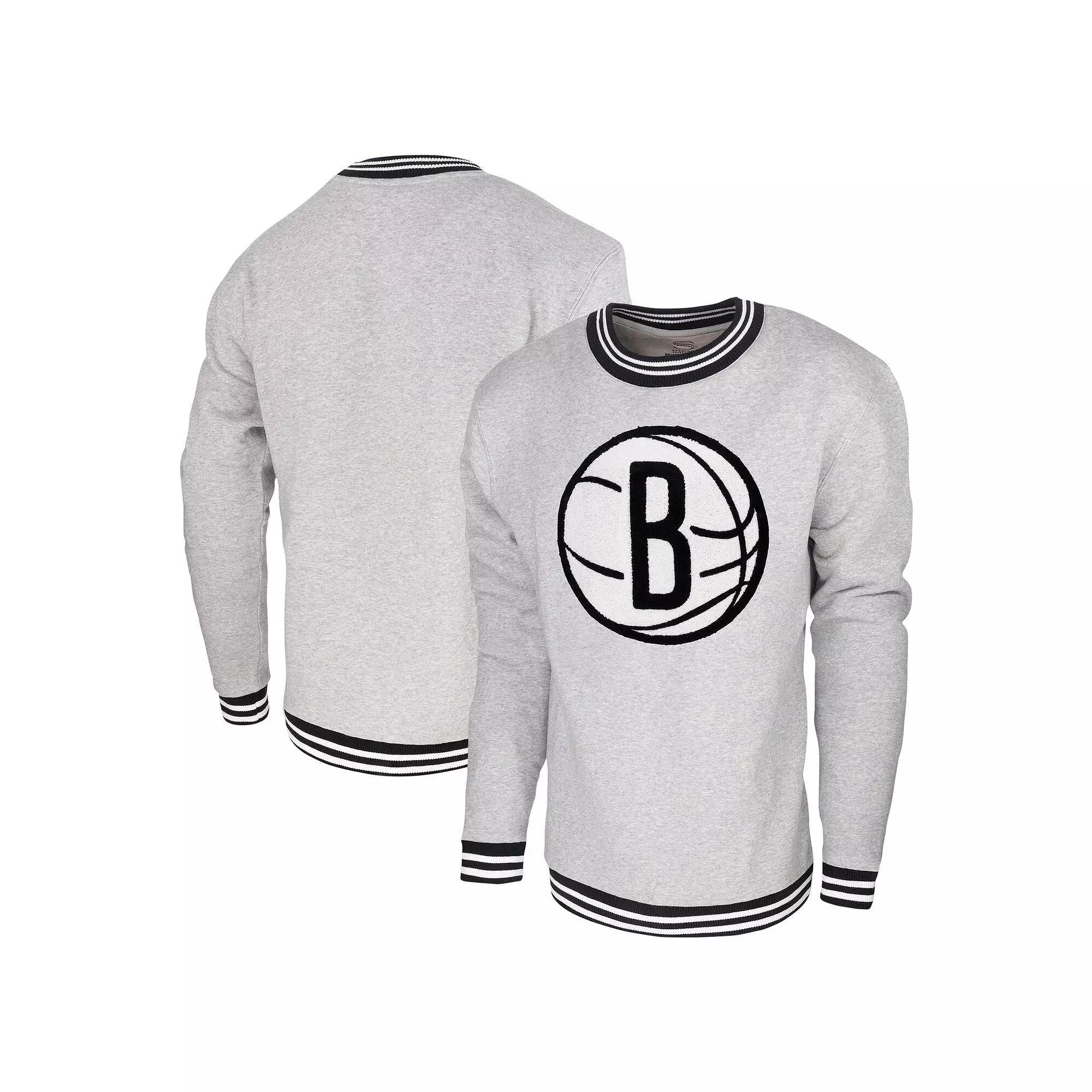 Men's Stadium Essentials Heather Gray Brooklyn Nets Club Level Pullover Sweatshirt, Adult Unisex,  Product Image