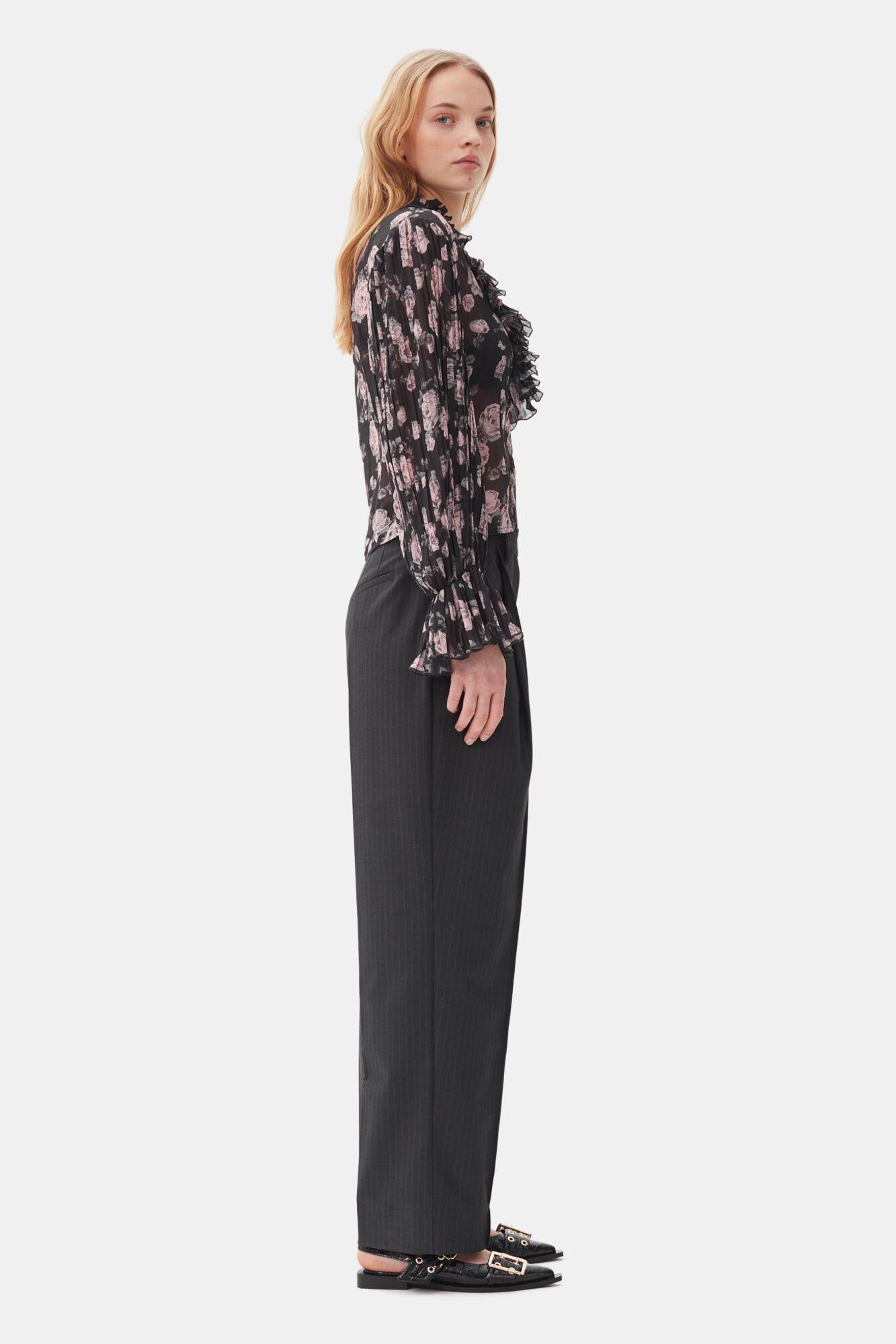 Dark Grey Stripe Suiting Pants Product Image