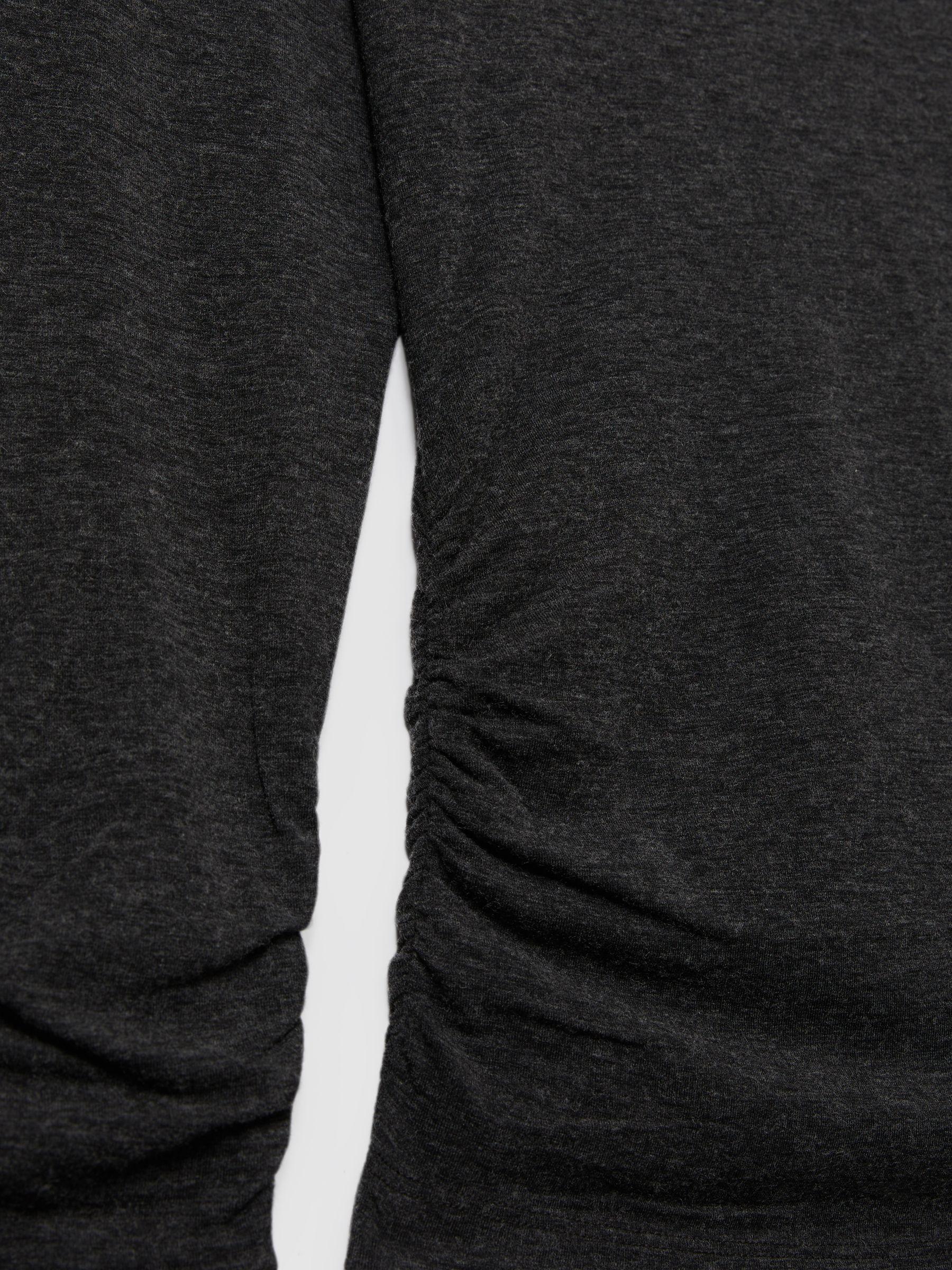 Ruched Jersey Top with Wool in Black Product Image