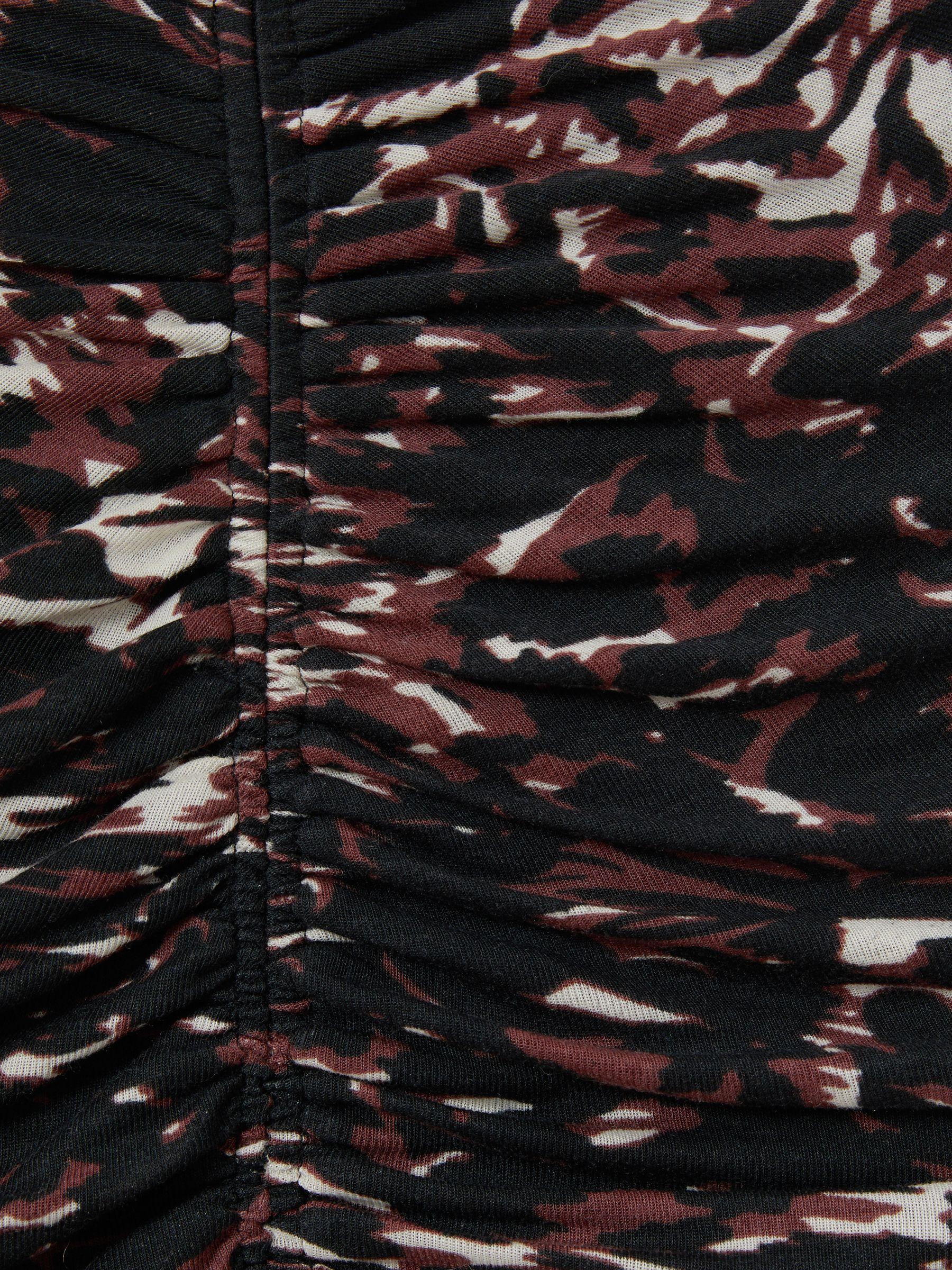 Printed Ruched Top in Black/Brown Product Image