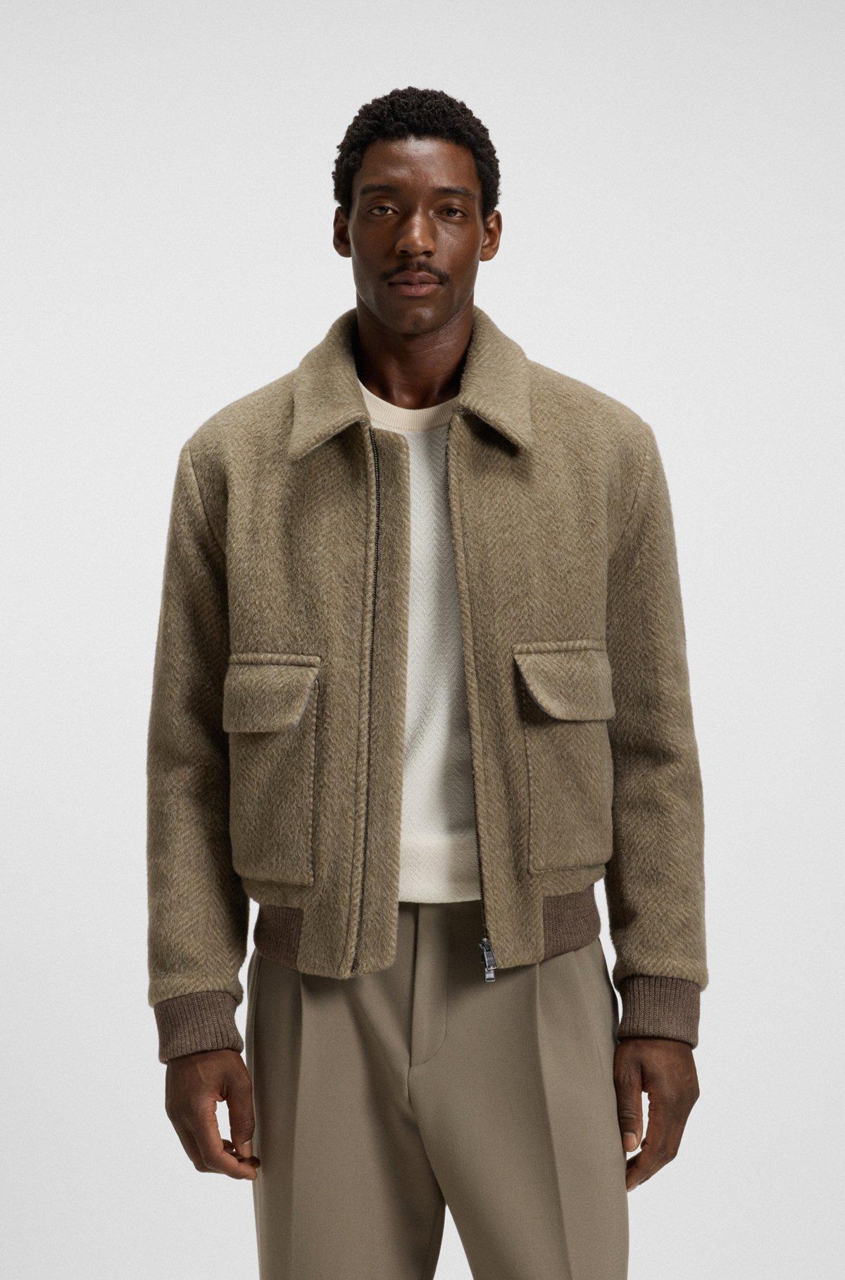 Regular-fit jacket in a herringbone-patterned alpaca blend Product Image