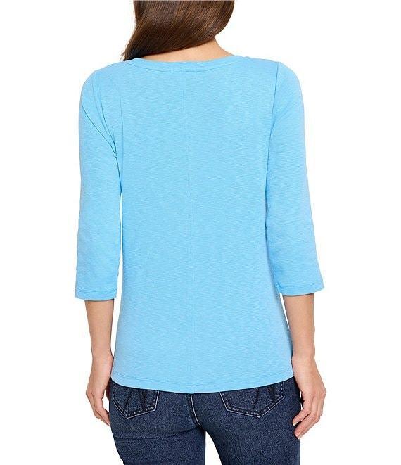 NIC + ZOE NZT Knit Boat Neck 3/4 Sleeve Tee Product Image