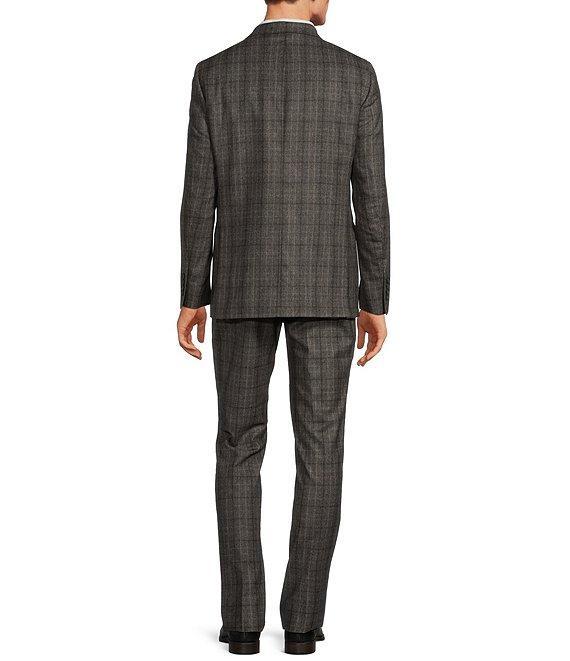 Hickey Freeman Modern Fit Flat Front Flannel Plaid Pattern 2-Piece Suit Product Image
