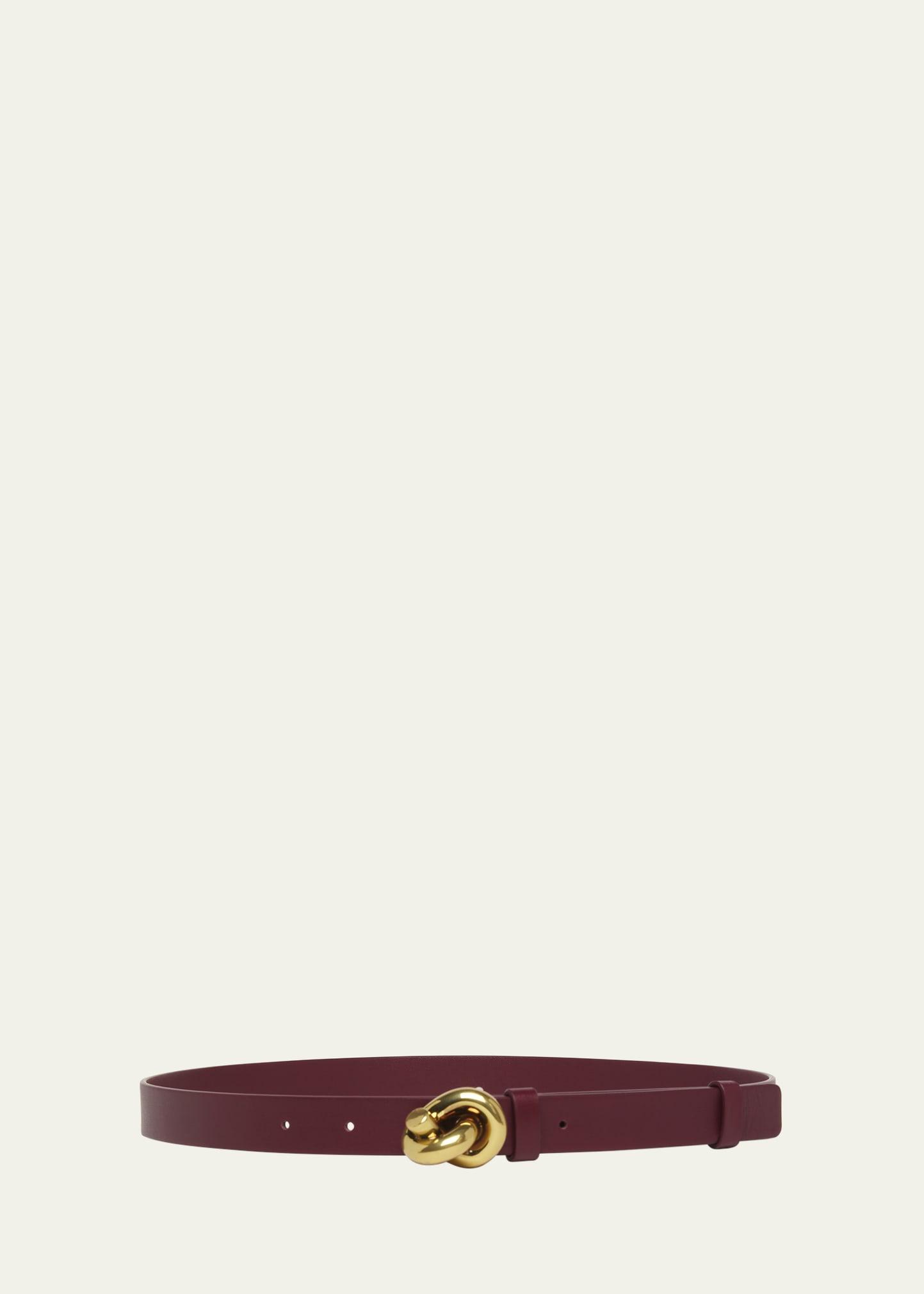 Brass Knot Skinny Leather Belt Product Image