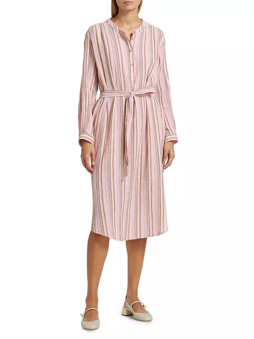 Kylie Striped Tie-Waist Midi-Dress Product Image