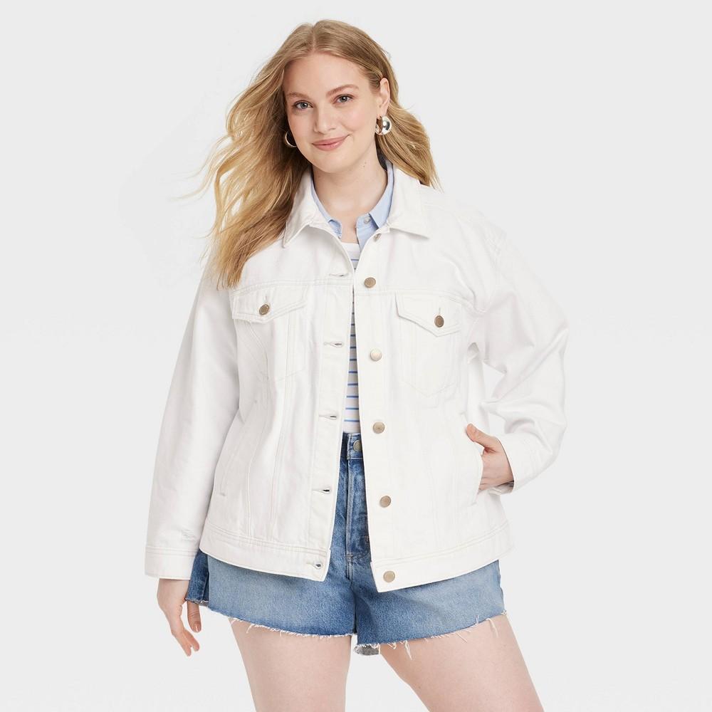 Womens 90s Baggy Trucker Jacket - Universal Thread White 4X Product Image