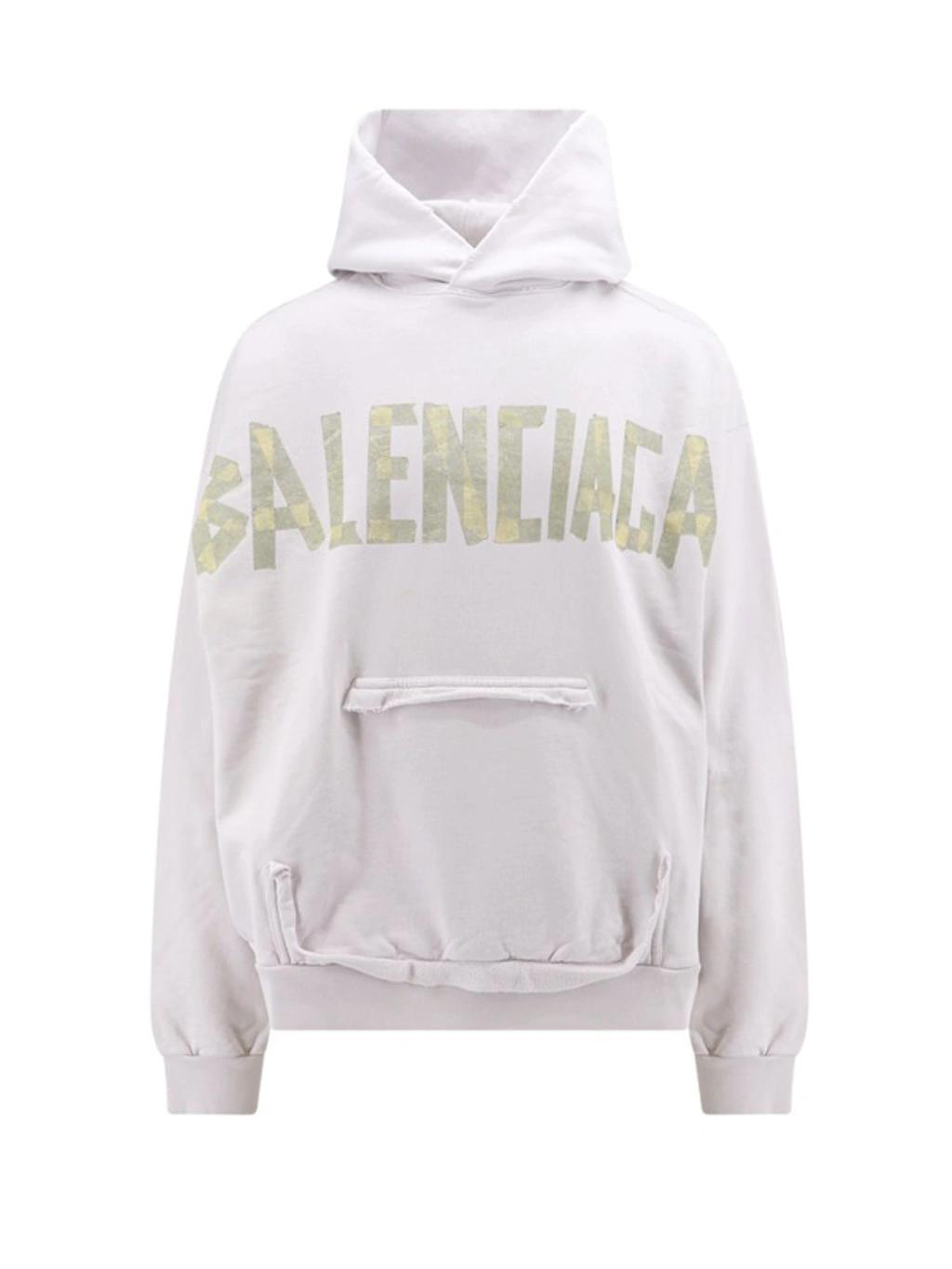 BALENCIAGA Tape Type Ripped Pocket Hoodie In White Product Image