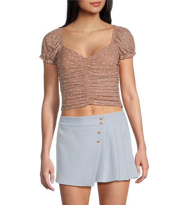 GB Knit Dotted Mesh Cinched Top Product Image