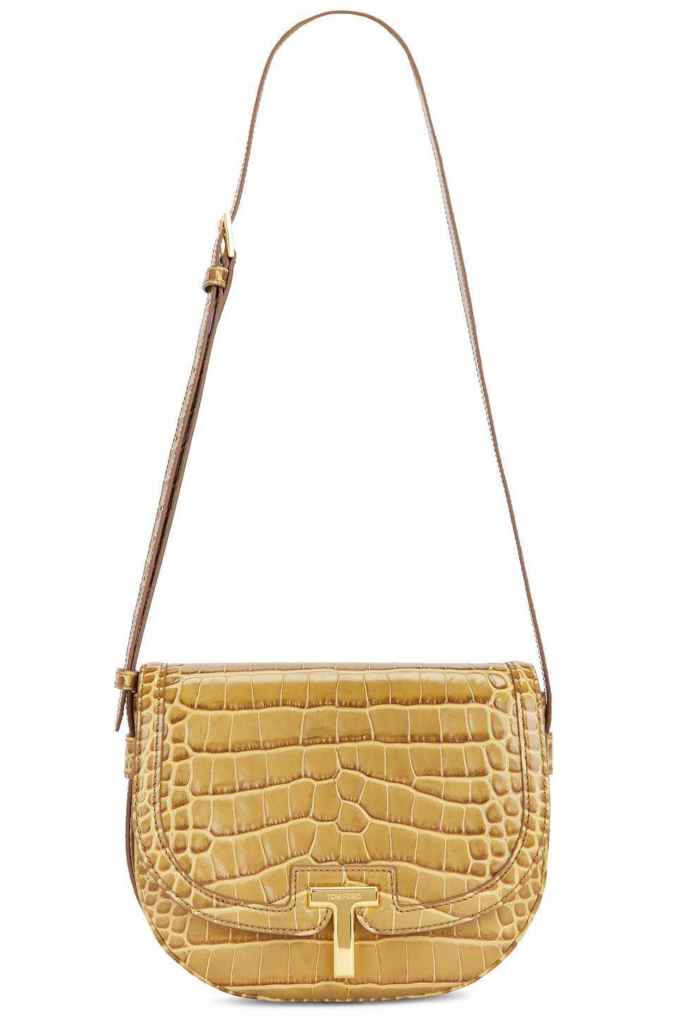 TOM FORD Wallis Stamped Croc Crossbody Bag In Safari Beige Product Image