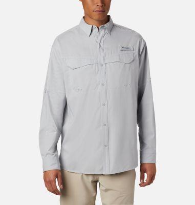 Columbia Low Drag Offshore Long Sleeve Shirt (Cool Grey/White) Men's Clothing Product Image