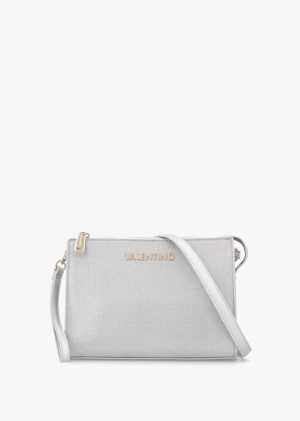 VALENTINO GARAVANI Chiaia Argento Glitter Pochette Bag In Silver Metalic Product Image