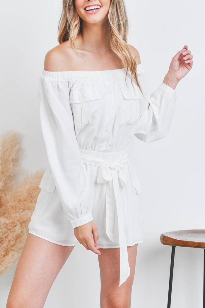 Romper W/Pockets Tie Waist Product Image