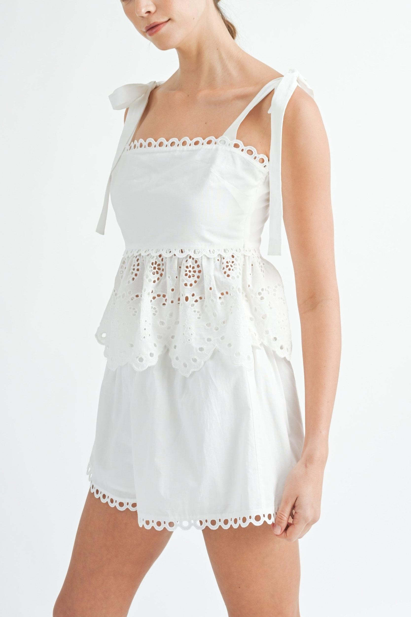Eyelet Peplum Top & Shorts Set Product Image